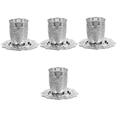 Produktbild: Ciieeo 4 Sets Jüdisches Weinglas Weingläser Metall Opferbecher Opferzubehör Havdalah Weinbecher Schabbat Weinbecher Judaica Weinbecher Zarter Schabbat Becher Heiliger Becher