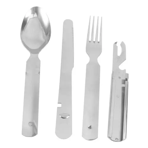 Produktbild: Ciieeo 4 Stück 1 Satz Campingutensilien Campingbesteck Teelöffel Silberbesteck Tragbare Utensilien Westliches Geschirr Reiseutensilien Reisebesteck Silver
