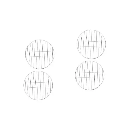 Produktbild: Ciieeo 4 Stück Bratpfanne Aus Edelstahl Tragbarer Wäscheständer Bbq-grill Mini Tragbar Runder Rost Aus Edelstahl Grillspießhalter Mini-ofen Rostfreier Stahl Bilden Steak