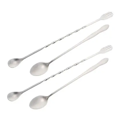 Produktbild: Ciieeo 4er Set Cocktaillöffel Edelstahl Zum Umrühren Von Honig Und Kaffee Zu Hause