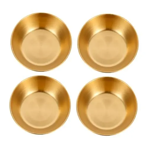 Produktbild: Ciieeo 4 Stück Gewürzgericht kleiner Vorspeisenteller kleine Schälchen mit Deckel Sojasauce Tasse küchenutensilien kitchen utensils Geschmacksgericht Gewürzteller Rostfreier Stahl Golden