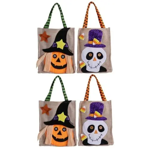 Produktbild: Ciieeo 4 Stück Halloween-Süßigkeitsbeutel Süßigkeitenbeutel Brotverpackungsbeutel halloween geschenktüten halloween tüten für süßigkeiten Geschenktüten groß Partytüte mit Süßigkeiten Kind