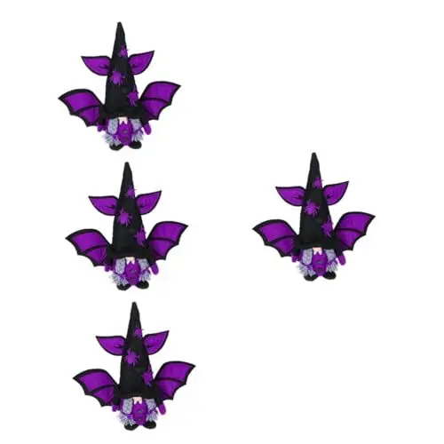 Produktbild: Ciieeo 4 Stück Halloween- Halloween-Stofftier Spielzeug-Babypuppe Plüschpuppe Fledermauszwerg Halloween Costume Halloween kostüme Dekor Gnomenpuppe mit Flügeln mit Vampirmotiv