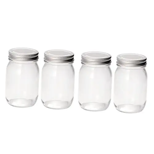 Produktbild: Ciieeo 4 Stück Marmeladenglas Klares Einmachglas Für Lebensmittel Marmelade Kann Luftdichte Lebensmitteldosen Müslispender Glasflasche Kaviargläser Silver