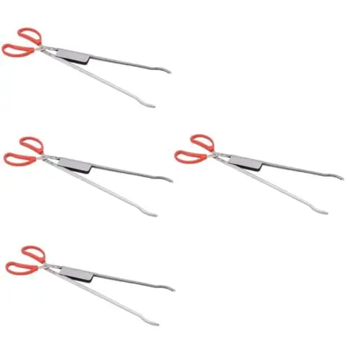 Produktbild: Ciieeo 4 Stück Müllzange rutschfeste Aalzange BBQ-Grillzange tragbare Aalzange Krabbe lange Zange klappverschluss snap button clamp Aalzange aus Edelstahl Edelstahlzange Rostfreier Stahl