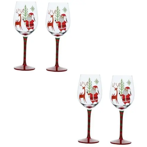 Produktbild: Ciieeo 4 Stück Weihnachtsmann Glas weinverkostung wine tasting santa süße Weingläser Weihnachtsweingläser Cocktailgläser weihnachtsfeier versorgung Weihnachtliche Weingläser mit Stiel