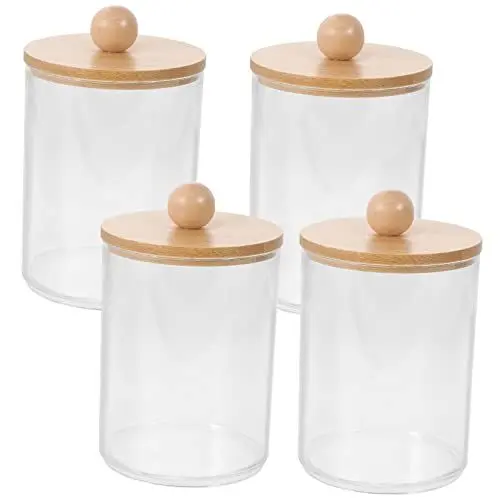 Produktbild: Ciieeo 4 Stück für Wattestäbchen make-up-aufbewahrung schmink Organizer für Kosmetikschwämme Behälter für Make-up-Pads Tragbare Tupferspender hölzern