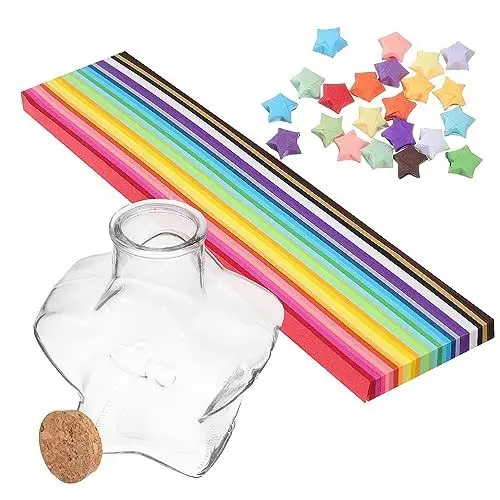 Produktbild: Ciieeo Origami-sternenglas-set 540 Blatt Papierstreifen Stabile Wunschflasche Aus Glas Einzigartig Für Familie Und Freunde