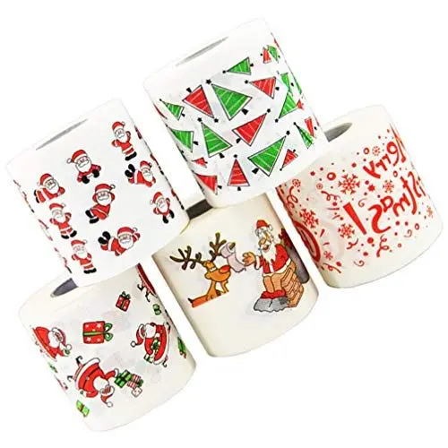 Produktbild: Ciieeo 5 Rollen Weihnachts- Toilettenpapier- Dekorationen Froher Weihnachtsbaum Und Weihnachtsmann- Toilettenpapier für Weihnachtsfeierzubehör Badezimmerdekoration