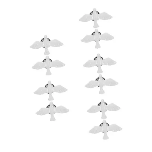 Produktbild: Ciieeo 5 Sätze Brosche Zubehör Taufgeschenk Katholisches Accessoire Künstliche Taube Katholische Anstecknadel Vogel Brosche Vogel-emaille-pin Taube Figur Zinklegierung Weiß 2 Stück * 5