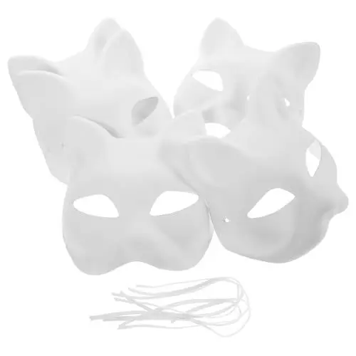 Produktbild: Ciieeo 5 Stück Leere Diy-Katzenmasken Weiße Halloween-Katzenmasken Für Maskerade Halloween-Cosplay-Masken Kostüm-Partygeschenke