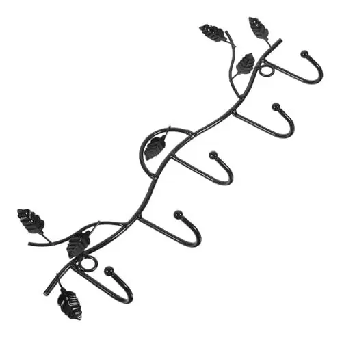 Produktbild: Ciieeo 5 Türhaken hängender Mantel Wandgarderobe Metallschiene Rosenblumen-Wandregal Türhänger kleiderbügel Kleiderhalter eiserne Hakenleiste An der Wand montiert anschließen Kleiderhaken