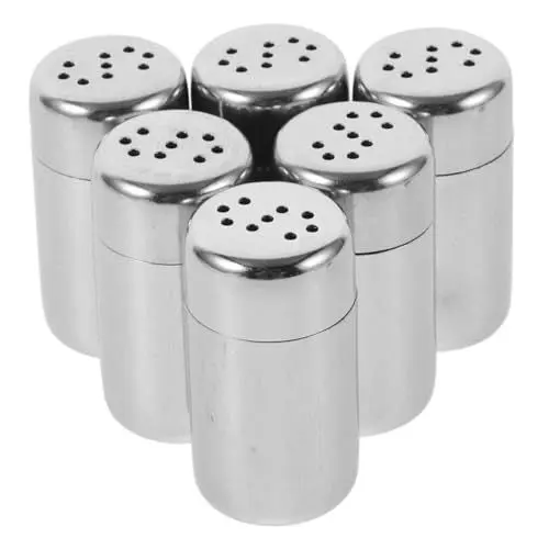Produktbild: Ciieeo 6St Mini-Pfefferstreuer Reisegewürzbehälter Gewürzspender Mini-Gewürzdose Mini Pfefferstreuer Gewürzbehälter für unterwegs Gewürzflasche Essensgläser Rostfreier Stahl Silver