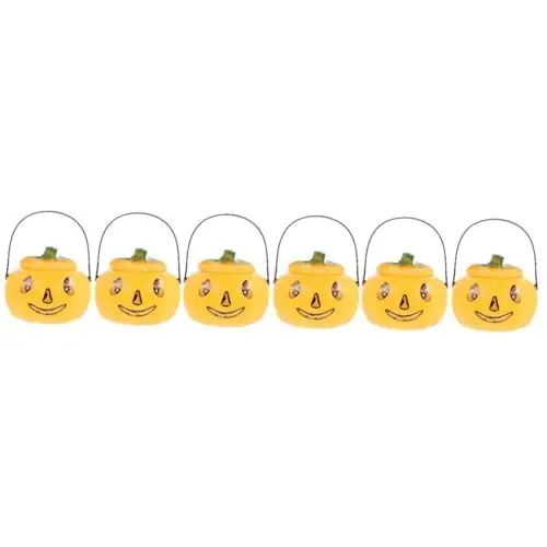 Produktbild: Ciieeo 6 STK Halloween-Kürbislaterne Süßigkeitenglas led- Kerzen bonbon Schale Halloween naschzeug kürbislicht Halloween-Zubehör kinderlaterne Plastikeimer für Kinder Süßigkeitenbehälter