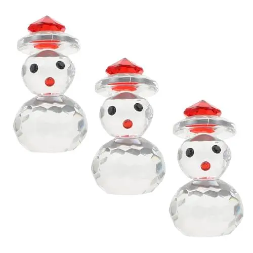 Produktbild: Ciieeo 6stücke Kristall Schneemann Figuren Klassische Weihnachtsdeko Für Zuhause Büro Oder Einkaufszentrum Detailreiche Tischornamente Mit Rotem Hut Für Festliche Stimmung