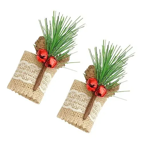 Produktbild: Ciieeo 6 STK Weihnachtsserviettenringe Serviettenschnallen Serviettenringe Aus Tannennadeln Hochzeitsdekoration Weihnachtsschmuck Spitzkerze Kunststoff Kiefernzapfen Dekorationen