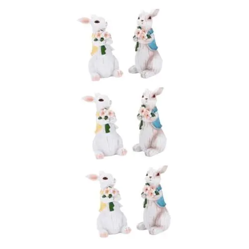 Produktbild: Ciieeo 6 STK kinderfreie Verzierung Gartendekoration osterparty Dekorationen Wohnkultur Geschenke für den einzug Ornament Kunsthandwerk aus Kunstharz Kaninchenschmuck Osterhasenfiguren