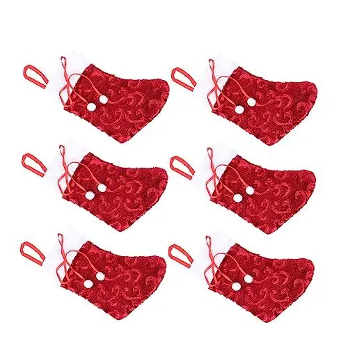 Produktbild: Ciieeo Weihnachtsstrümpfe Süßigkeitenbeutel 6er-Pack Rot-weiße Strümpfe Weihnachtsdeko für Jungen und Mädchen