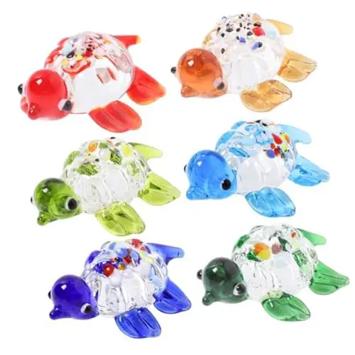Produktbild: Ciieeo 6 Stücke Kleiner Schildkröten Skulpturen aus Farbenfrohe Dekoration Handgefertigt für Schreibtisch und Heimdekoration Kunstvolle Glasfiguren