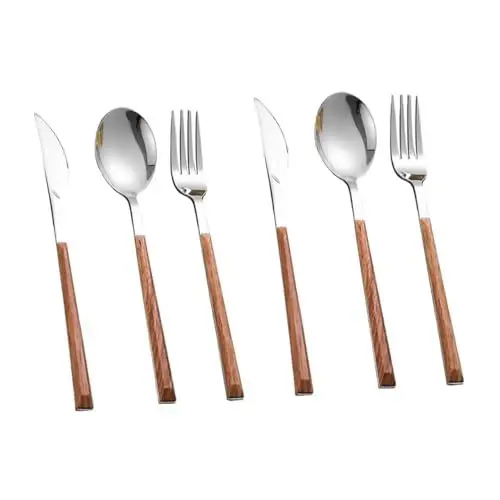 Produktbild: Ciieeo 6-teiliges Essbesteck-set Aus Edelstahl Löffel Steakschneider Salatbesteck Geschirr Glänzendes Finish