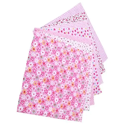 Produktbild: Ciieeo 7stücke Quadratischer Blumenmuster Baumwollstoff Tuch Für DIY Handwerk Nähen Scrapbooking Rosa Baumwolltuch Basteltuch Bastelstoff Quadratischer Baumwollstoff