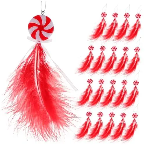 Produktbild: Alipis 80 STK Candy Weihnachtsschmuck-Set mit 20 Stück Weihnachtsdekore verzaubert Süßigkeiten weihnachtsmotiv Weihnachts Party Weihnachtssüßigkeit Hängende Ornamente Acryl rot