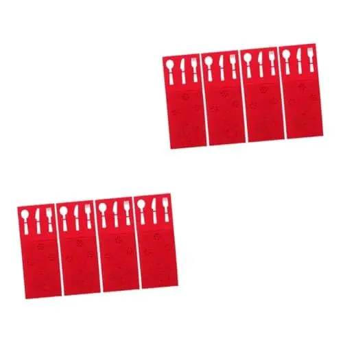 Produktbild: Ciieeo 8 Stk Bestecktasche rotes Silberbesteck -Löffel-Beutel Silberbeutel weihnachtsmotiv weihnachtsessen Geschirrtaschen aus Stoff weihnachtliche Bestecktaschen Filzstoff