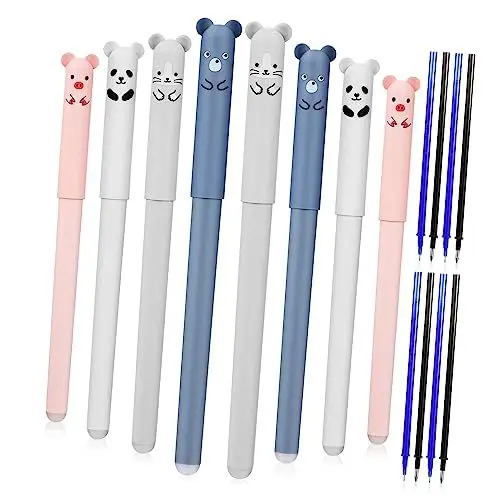 Produktbild: Ciieeo 8stücke Kreative Radierbare Kugelschreiber Mit Cartoon-design Und Nachfüllungen Bunte Stifte Für Junge Mädchen Schul Und Schreibzubehör