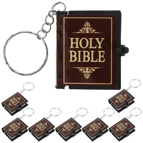 Produktbild: Ciieeo 8st Bibel Schlüsselanhänger Bibelvers Schlüsselanhänger Kraft Miniaturbibel Taufschmuck Dekorativer Schlüsselanhänger Erstkommunion Schlüsselanhänger Kette Pvc-außenhaut