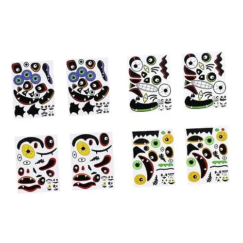 Produktbild: Ciieeo 8st Halloween-fensteraufkleber Wasserfester Kinderaufkleber Horror-kürbis-aufkleber Lustige Ausdrucksaufkleber Für Halloween Aufkleber Mit Gefälschten Kürbissen Pvc Selbstklebend