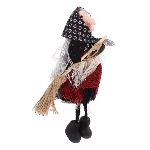 Produktbild: Ciieeo Anhänger Einer mit Besen hängende Hexendekoration ausgestopfte Halloween Dekoration Halloween Spielzeug Hexenfigur für den Haushalt entzückende Hexenfigur Holz