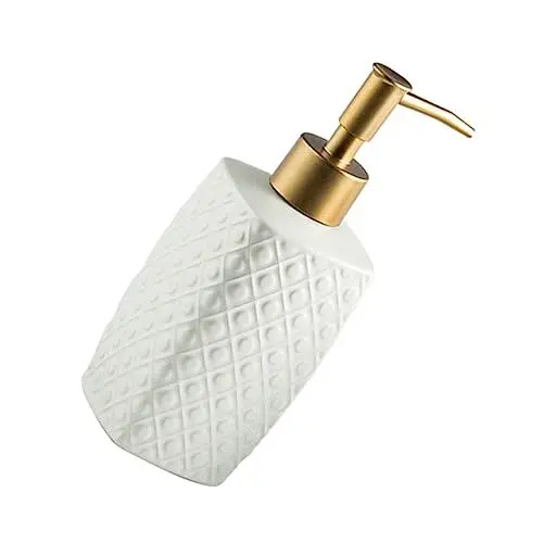 Produktbild: Ciieeo Einfacher Stil Keramischer Shampoo Spender Mit Pumpe Keramikflasche Für Badezimmer Lotion Und Duschgelspender Weiße Oberfläche Mit Punkten Elegantes Design Für