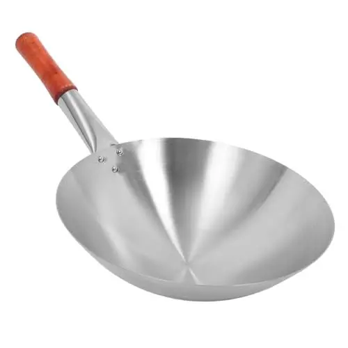 Produktbild: Ciieeo Edelstahl-Wok Induktionsherd Wok chinesische wokpfanne Wok-Pfanne zum Braten Wok für Elektroherd Hand-Wok non stick pan antihaft topf Hochleistungs-Wok Küchenzubehör Holz Silver