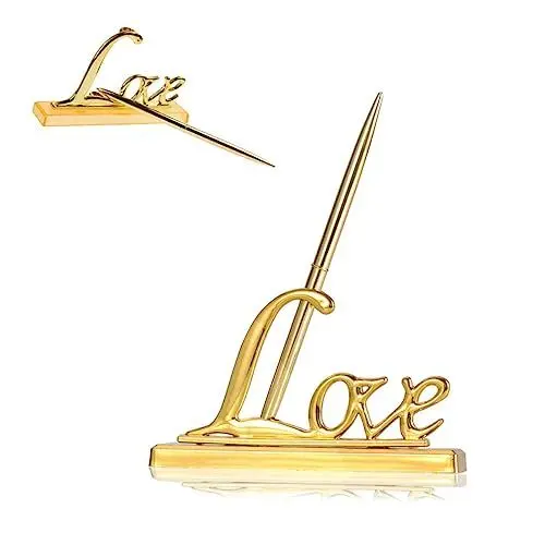 Produktbild: Ciieeo Vergoldeter Stifthalter Goldener Stift Mit Ständer Stifthalter Für Schreibtisch Verlobungsfeier Gastgeschenke Gästebuch Stift Hochzeit Partygeschenke Goldener