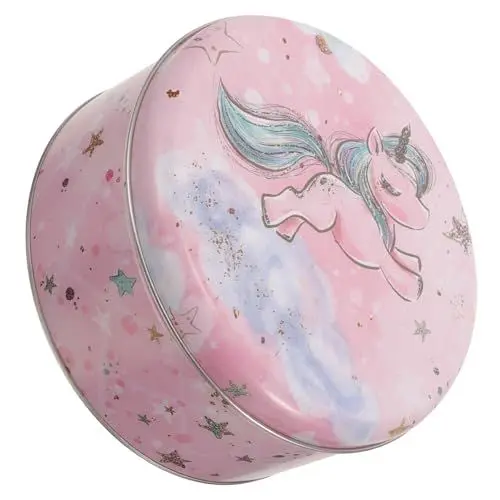 Produktbild: Ciieeo Geschenkbox Keksdose Aus Metall Rosa Runde Keksdose Süßigkeitendosen Für Den Urlaub Einhorn-bonbondosen Einhorn-keksschachtel Dose Mit Osterplätzchendose Weißblech Kuchen Runden