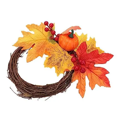 Produktbild: Ciieeo Halloween-Kranz Halloween-Requisiten Ahornblattkranz Halloween Dekoration Halloween-Dekoration Ornament Girlande Halloween Türkranz zum Aufhängen hängender Kranz Kürbis schmücken