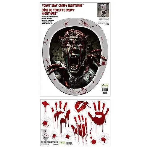 Produktbild: Ciieeo Halloween-Toilettendeckel-Aufkleber Schreckliche 3D-Wandaufkleber Gruselige DIY-Heimdekor-Aufkleber Für Badezimmer Dekoratives Poster Für Halloween-Party Punk-Party