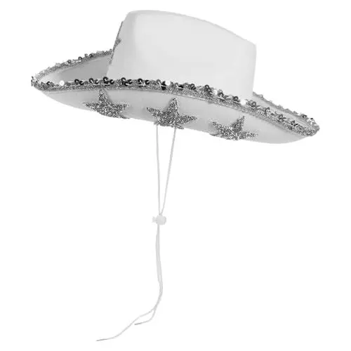 Produktbild: Ciieeo Westernhut Aus Filz Für Damen Und Herren Unisex Verstellbares Seil Bequem Leicht Stern-design Party-cowgirlhut