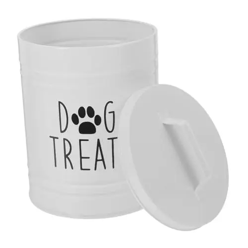 Produktbild: Ciieeo Lagertank Für Hundefutter Behälter Für Hundekekse Leckerli-glas Für Hunde Luftdichter Aufbewahrungsbehälter Für Hundefutter Großes Leckerliglas Für Hunde Hund Keksdose Eisen Weiß