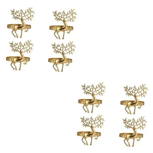 Produktbild: Ciieeo 8stücke Weihnachts Rentier Serviettenringe Goldene Serviettenhalter Für Festliche Tischdekoration Für Weihnachten Hochzeiten Und Besondere Anlässe