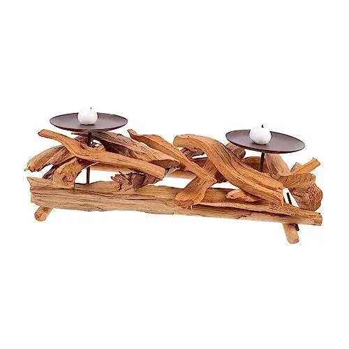 Produktbild: Ciieeo Handgefertigte Kerzenhalter Aus Holz 2er-Set Dekorative Kerzenständer für Zuhause und Hochzeit