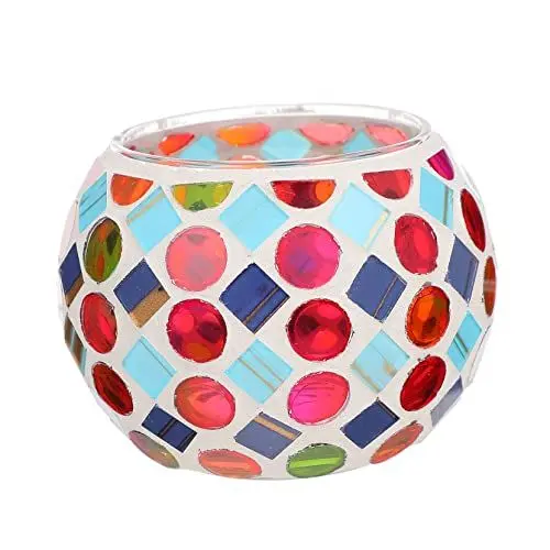 Produktbild: Ciieeo Mosaik-kerzenhalter Mit Glatten Kanten Stilvolles Wohndekor Bunter Tischleuchter Aus Glas Für Die Inneneinrichtung