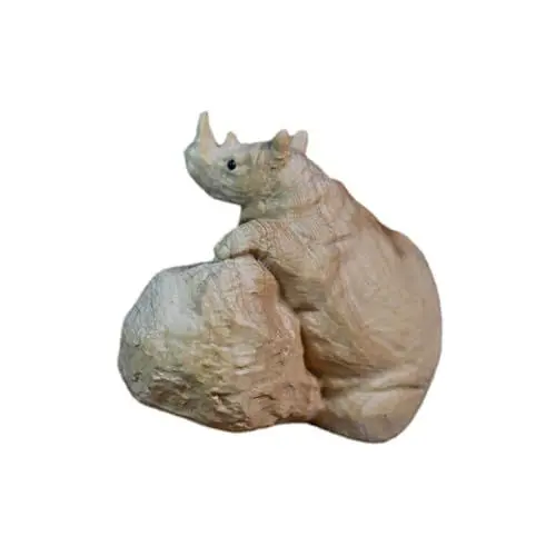 Produktbild: Ciieeo Holz Geschnitzte Nashorn Figur Statue Ornament Für Wohnzimmer Schlafzimmer Garten