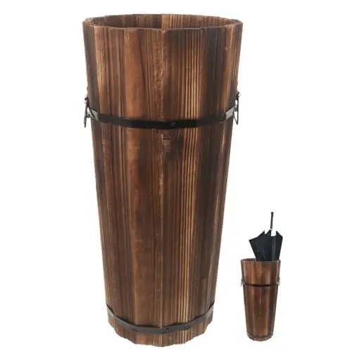 Produktbild: Ciieeo Schirmständer Aus Holz Rustikaler Großer Schirmhalter Hohe Blumenvase Freistehender Stockständer Für Spazierstöcke Regenschirme Für Den Eingangsbereich Home-Office-Hotel