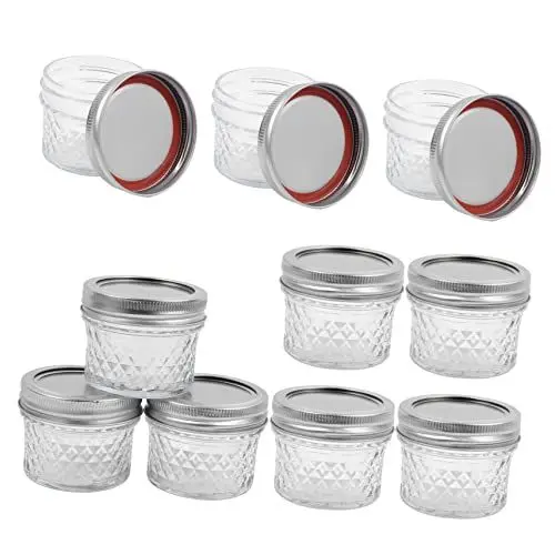 Produktbild: Ciieeo Set mit 10 Saftflaschen Aus Glas mit Rautenmuster Vorratsgläser für Honig Glatte Versiegelung für Einfache Handhabung.