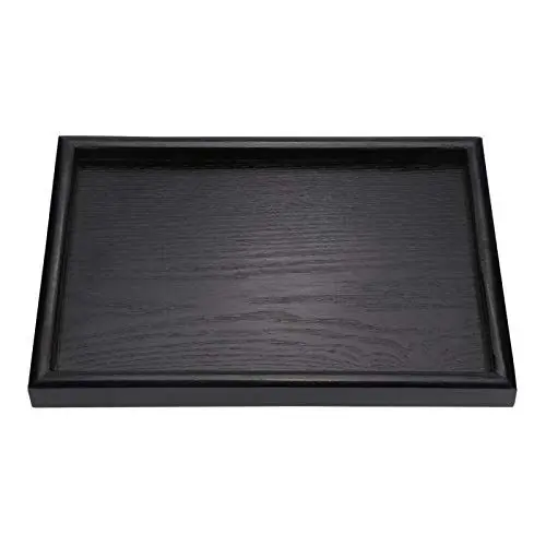 Produktbild: Cikonielf Tea Tray Rectangle Shape Solid Wood Versatile Tea Coffee Snack Food Meals Serving Tray Plate Restaurant Trays Black(30 * 20 * 2cm)