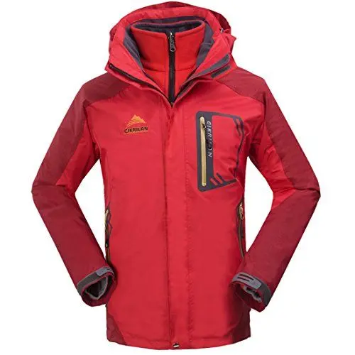 Produktbild: CIKRILAN Herren 3 in 1 Jacke Winddicht Wasserdicht Atmungsaktiv Sport Camping Wandern Outdoorjacke mit Fleecejacke (XX-Large, Rot)