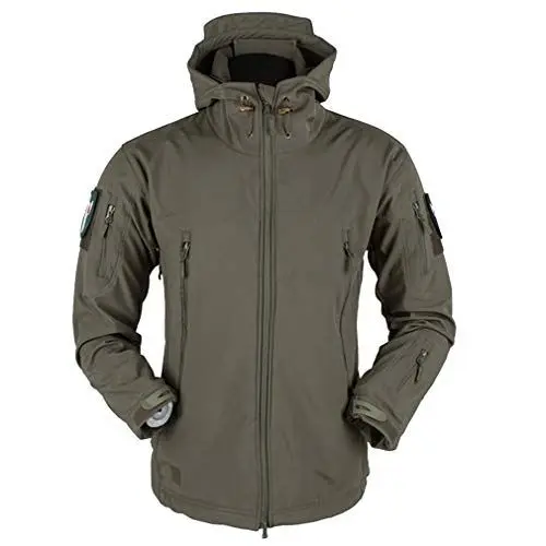 Produktbild: CIKRILAN Herren Outdoor Soft Shell Military Army Tactical Combat Jacke Mantel Fleece Lined Sports Hoodie Windbreaker(S, Army Green)