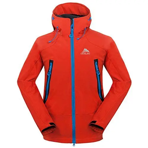 Produktbild: CIKRILAN Herren Winddicht Kapuze Softshelljacke Wasserdicht Outdoor Funktions Sport Camping Wandern Klettern Jacke Mantel (X-Large, Orange1460)