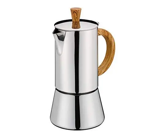 Produktbild: Cilio Espressokocher FIGARO , Edelstahl , Für alle Herdarten geeignet , Ø 8,5 cm , Spülmaschinengeeignet , Mokka Kanne , Espressokocher 4 Tassen , Camping Kaffeekocher